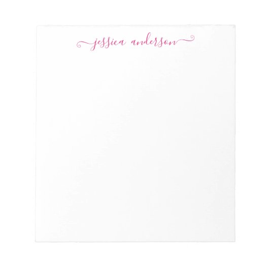 Bloc-note Élégant Magenta Rose Feminine Script (Devant)