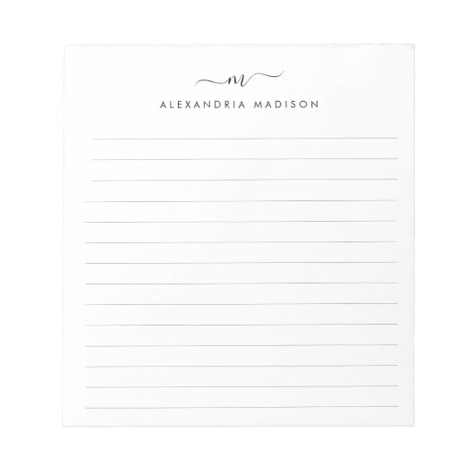 Bloc-note Élégant mignon stylé Monogramme De Script De Fille (Devant)