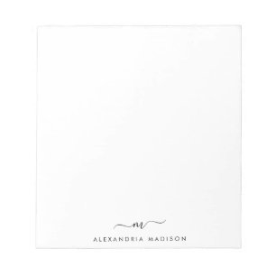 Bloc-note Élégant mignon stylé Monogramme de script Girly In