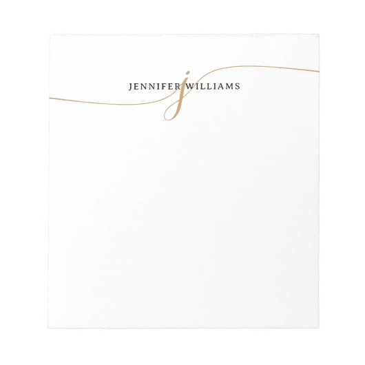 Bloc-note Elegant Minimalist Gold Script Monogram (Devant)