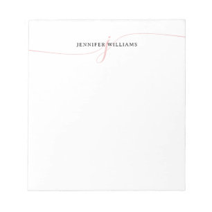 Bloc-note Élégant minimaliste Blush Pink Script Monogramme