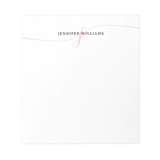 Bloc-note Élégant minimaliste Blush Pink Script Monogramme (Devant)