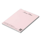 Bloc-note élégant minimaliste code qr entreprise rose (Tourné)