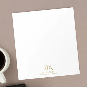 Bloc-note Élégant minimaliste Monogramme rouge foncé Or élég
