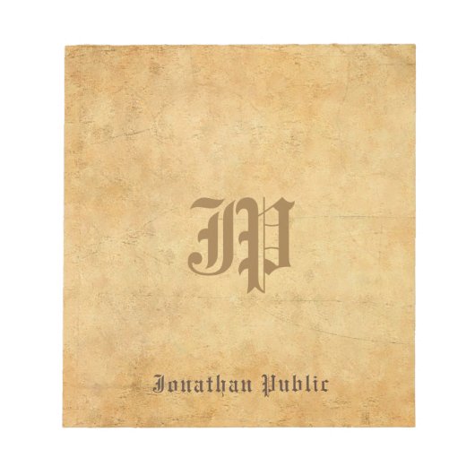 Bloc-note Élégant Modèle Monogramme Vintage manuscrit (Devant)