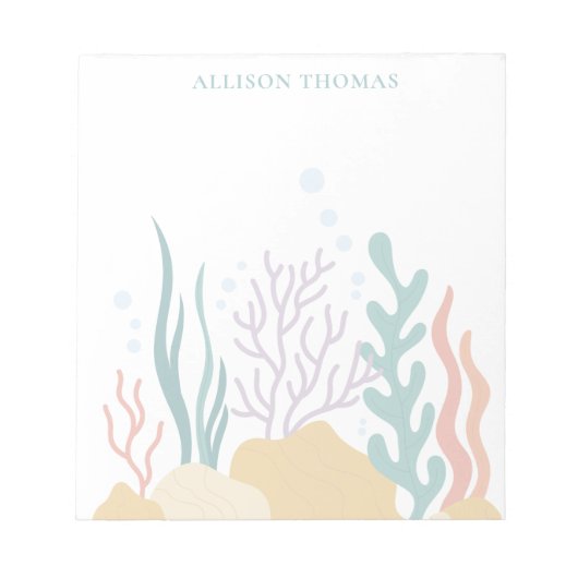 Bloc-note Elegant Modern Minimalist Tropical Sea Monogrammed (Devant)