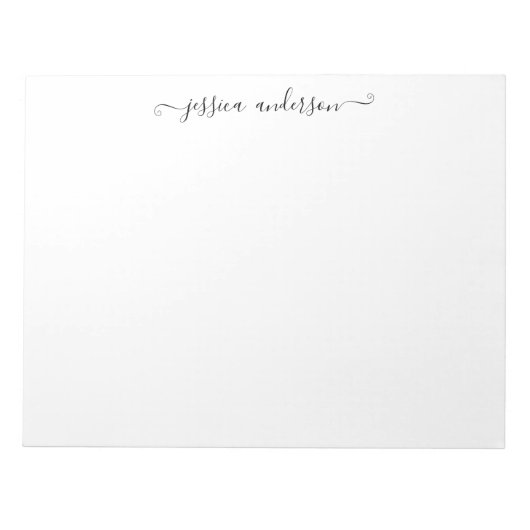 Bloc-note Élégant moderne noir gris féminin Script (Devant)