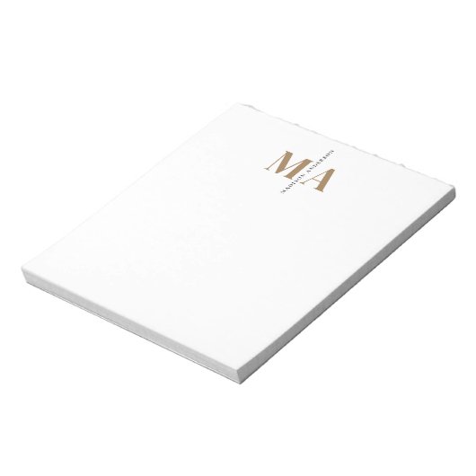 Bloc-note Élégant Monogram Black Gold Nom (Tourné)