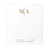 Bloc-note Élégant Monogram Black Gold Nom Entreprise (Devant)