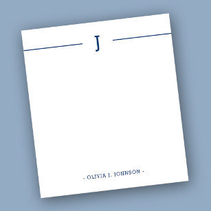 Bloc-note Elegant Monogram Navy White Notepad