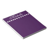 Bloc-note Élégant Monogramme Coeurs blancs Eggplant pourpre (Incliné)