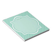 Bloc-note Élégant Monogramme De Quatrefoil Vert Mint Avec No (Incliné)