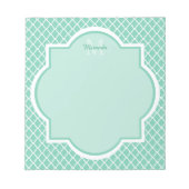 Bloc-note Élégant Monogramme De Quatrefoil Vert Mint Avec No (Devant)