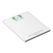 Bloc-note Élégant Monogramme En Bois Bleu Et Vert (Incliné)
