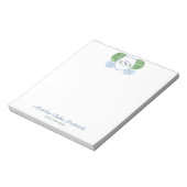 Bloc-note Élégant Monogramme En Bois Bleu Et Vert (Tourné)