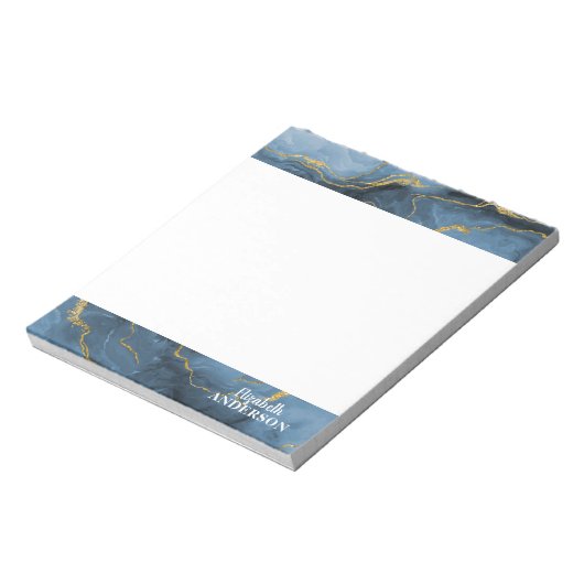 Bloc-note Élégant Monogramme en marbre marbre bleu marine (Tourné)