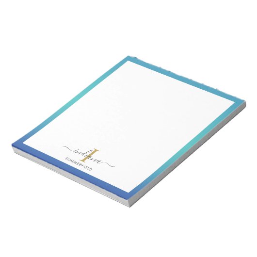 Bloc-note Élégant Monogramme initial Script personnalisé (Tourné)