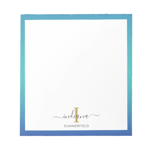 Bloc-note Élégant Monogramme initial Script personnalisé (Devant)