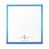 Bloc-note Élégant Monogramme Initiales Script Personnalisé (Devant)