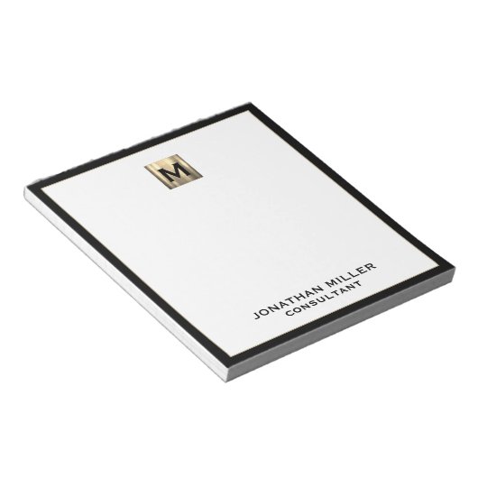Bloc-note Élégant Monogramme Luxe (Incliné)