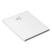Bloc-note Élégant Monogramme moderne en or blanc (Incliné)