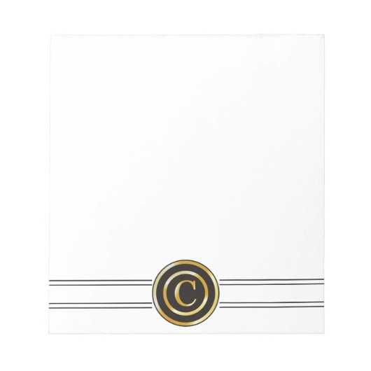 Bloc-note Élégant Monogramme Or C (Devant)