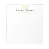 Bloc-note Élégant Monogramme Or Classique Simple (Devant)