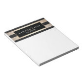 Bloc-note Élégant Monogramme rayé Noir et Or (Incliné)
