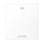 Bloc-note Élégant Monogramme Simple Minimaliste En-Tête (Devant)