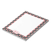 Bloc-note Élégant motif de punaises rouges sur monogramme (Tourné)