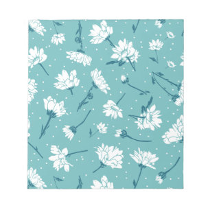 Bloc-note Élégant motif floral - Botanique Turquoise et blan