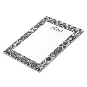 Bloc-note Elégant noir blanc Vintage Damask motif (Incliné)