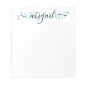 Bloc-note Élégant noir bleu calligraphie Nom du script (Devant)