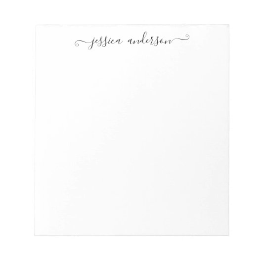Bloc-note Élégant noir gris féminin élégant Script (Devant)
