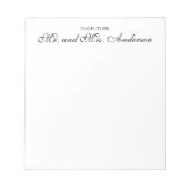Bloc-note Elégant noir Script futur M. Mme Nom Couple (Devant)