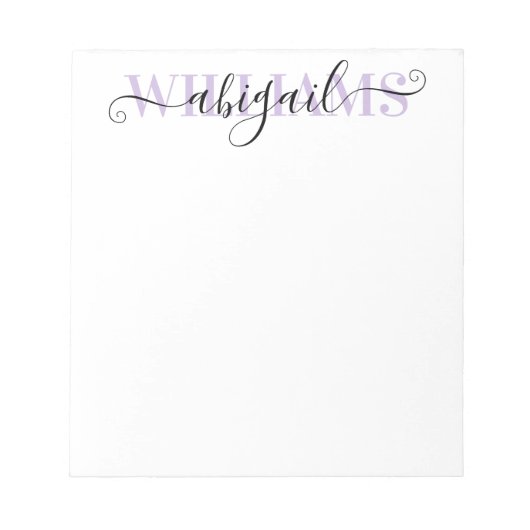 Bloc-note Élégant noir violet Calligraphie Nom du script (Devant)