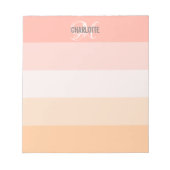 Bloc-note Élégant nom de monogramme rayé rose vif (Devant)