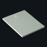 Bloc-note Élégant Nom Monogramme Chic Sage Vert<br><div class="desc">Nom monogramme élégant dans le Bloc-notes vert Sage</div>