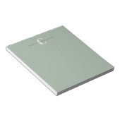 Bloc-note Élégant Nom Monogramme Chic Sage Vert (Incliné)