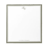 Bloc-note Elegant Olive Green Monogram Two Border (Devant)