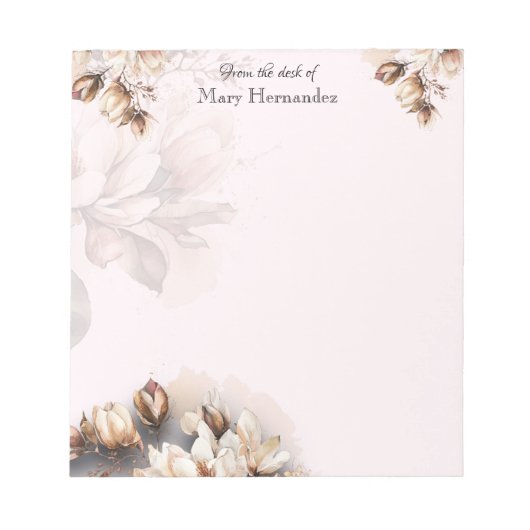 Bloc-note Elegant Pale Pink Floral Custom (Devant)