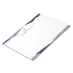 Bloc-note Élégant panneau d'Agate Bleu Monogramme Initiales