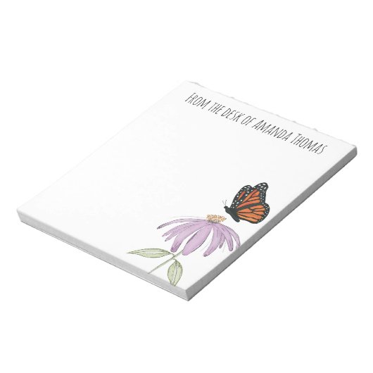 Bloc-note Élégant Papillon et Fleur violette élégant (Tourné)