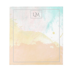 Bloc-note Elégant Pastel Aquarelle Monogramme