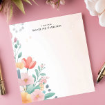 Bloc-note Elégant Pastel Floral Bouquet Nom personnalisé<br><div class="desc">Apportez une touche d'élégance printanière à vos notes quotidiennes avec ce bloc-notes personnalisé. Un beau bouquet de fleurs pastel et des cascades verdoyantes délicates se dégage gracieusement du coin inférieur gauche. L'arrière - plan douce et subtile améliore le design floral. Ajoutez votre propre texte pour créer un bloc-notes unique et...</div>