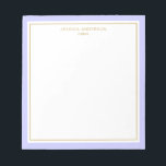 Bloc-note Élégant Periwinkle Gold Personnalisé<br><div class="desc">Ce bloc-notes est doté d'une bordure épaisse et minimaliste et d'une fine bordure dorée. Personnalisez-le avec votre nom ou nom de société.</div>