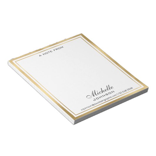 Bloc-note Elegant Personalized | From The Desk Of Notep (Incliné)