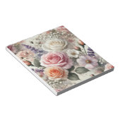 Bloc-note Elegant Pink and White Rose Pattern Notepad (Incliné)