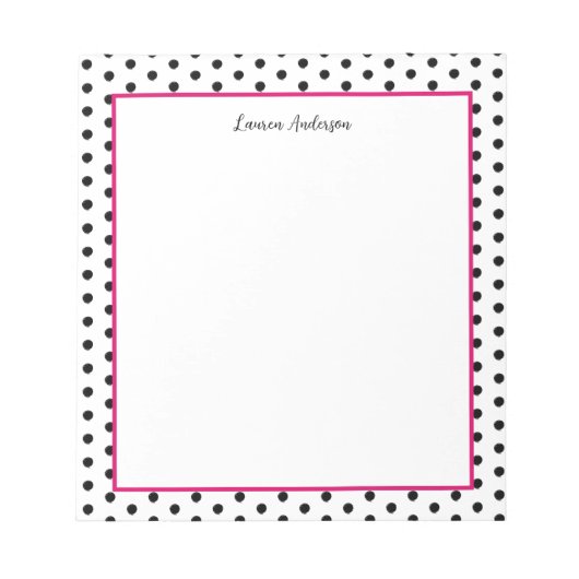 Bloc-note Élégant pois noir et blanc  (Devant)