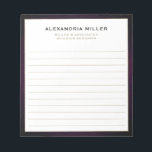 Bloc-note Élégant professionnel lié<br><div class="desc">Un bloc-notes professionnel avec un design simple et moderne. Nom personnalisé et titre position rôle et entreprise ou texte personnalisé présenté sur un simple arrière - plan blanc encadré de violet avec des accents dorés. Personnalisez-vous en utilisant les champs fournis ou utilisez le bouton "message" pour contacter le concepteur pour...</div>